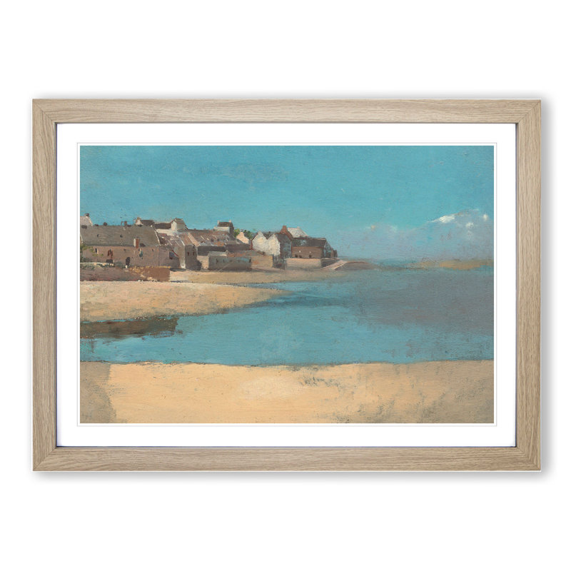 Village by Odilon Redon - Picture Frame Painting, 48cm H x 65cm W x 2cm D, Oak