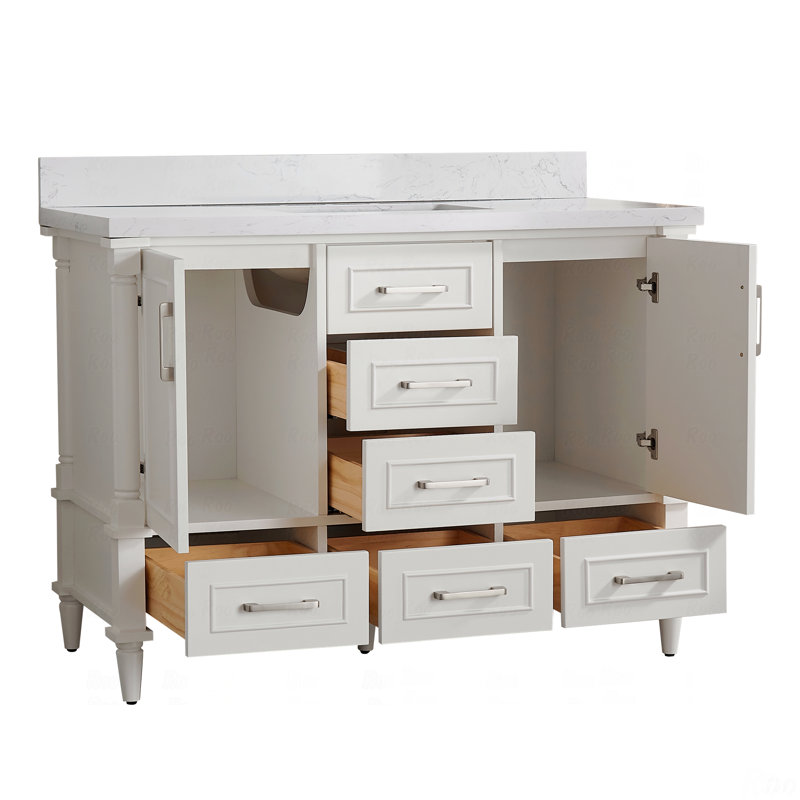 Freestanding Single Basin Bathroom Vanity, With 2 Handle Sets