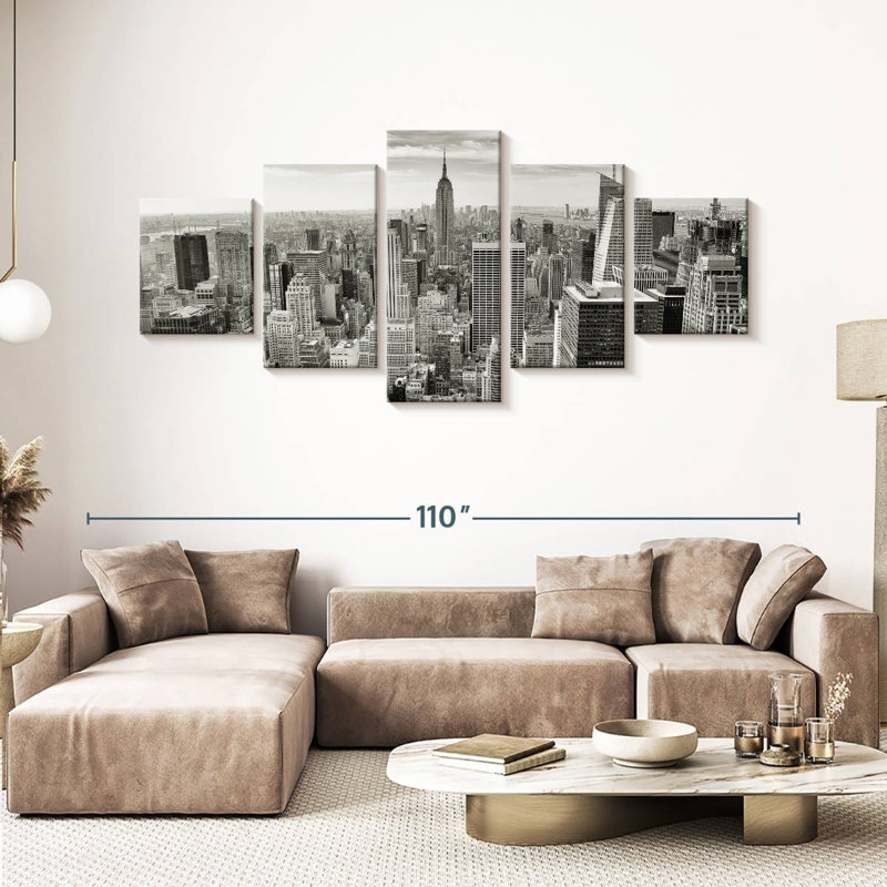 Massive Manhattan Skyline 5 pièces, H 92 po x l 42 po x P 1,25 po