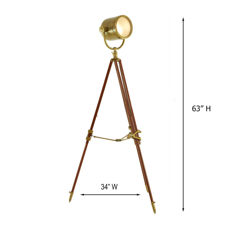 Lampe trépied 67 po Hollywood Studio Celeblight, Brun, Laiton