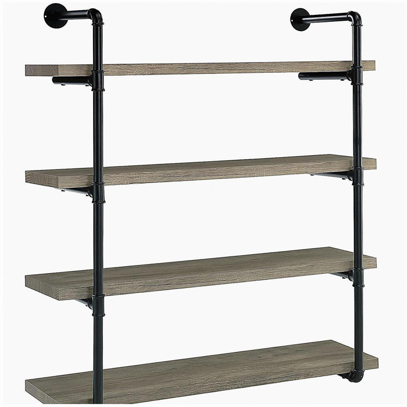 Support mural quatre couches noir et gris