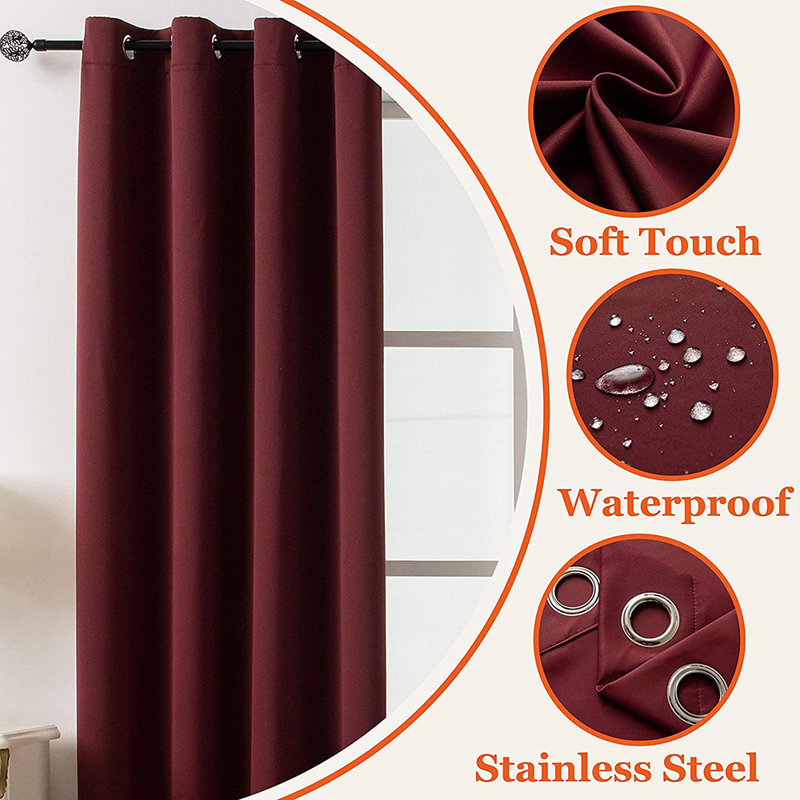 Outdoor Blackout Curtain Pair, 52 W x 108 D cm, Red Wine