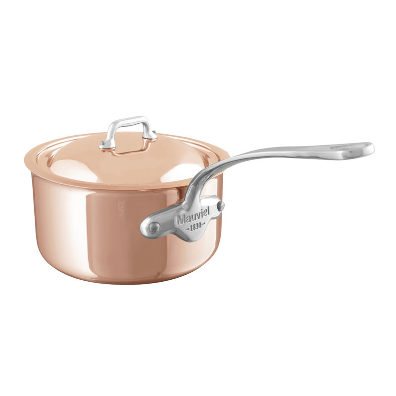 Mauviel M'6 S Copper Sauce Pan With Lid, Cast Stainless Steel Handle, 2.6-Qt, 5.91"