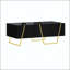 Table basse rectangulaire moderne ultrabrillante avec rangement spacieux et base dorée élégante, parfaite pour les salons contemporains