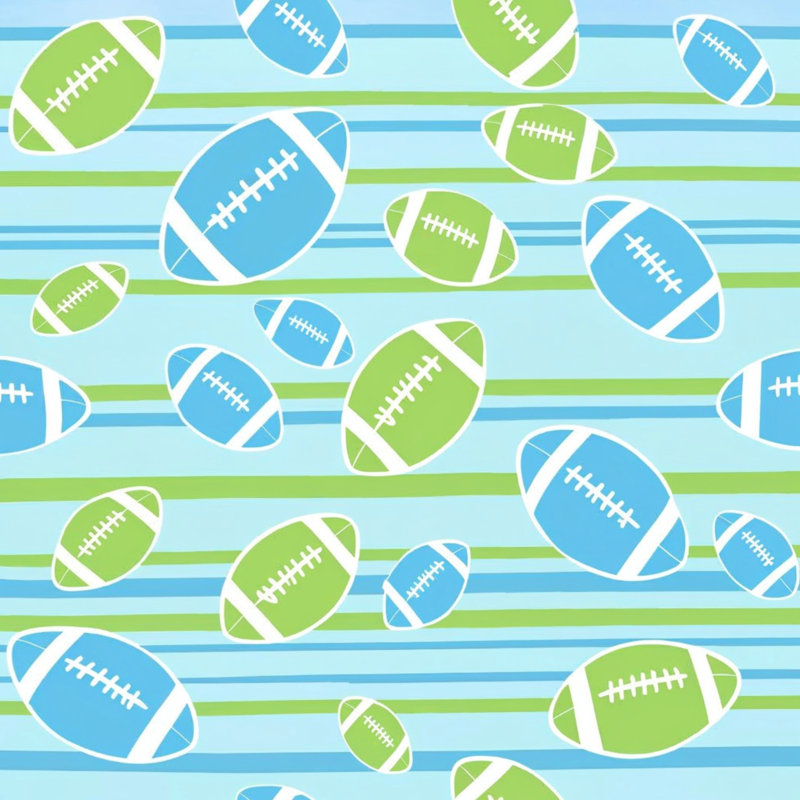 Couvertures rayées de football, L 60 po x H 80 po, Light Blue Light Green