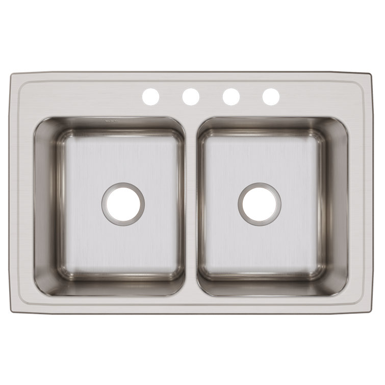 Lustertone 33" L x 22" W Double Basin Drop-In Kitchen Sink