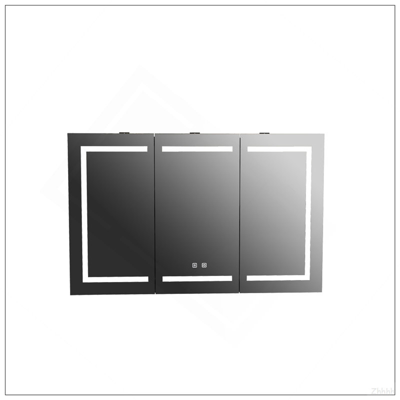 Armoire à pharmacie de 47 po avec miroir à DEL noir mat et miroir