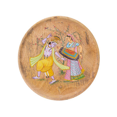Radha et Krishna dansant la peinture de Pichwai sur plaque de bois de manguier | Arvind Kumar Sharma
