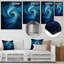 «Blue Swirl Wave Spiral I - Abstract Spirals», impressions sur métal-99555666