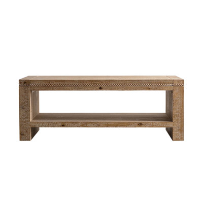 47.24" Rustic 2-Tier Rectangle Coffee Table - Solid Wood & MDF Farmhouse Coffee Table with Open Storage Shelf