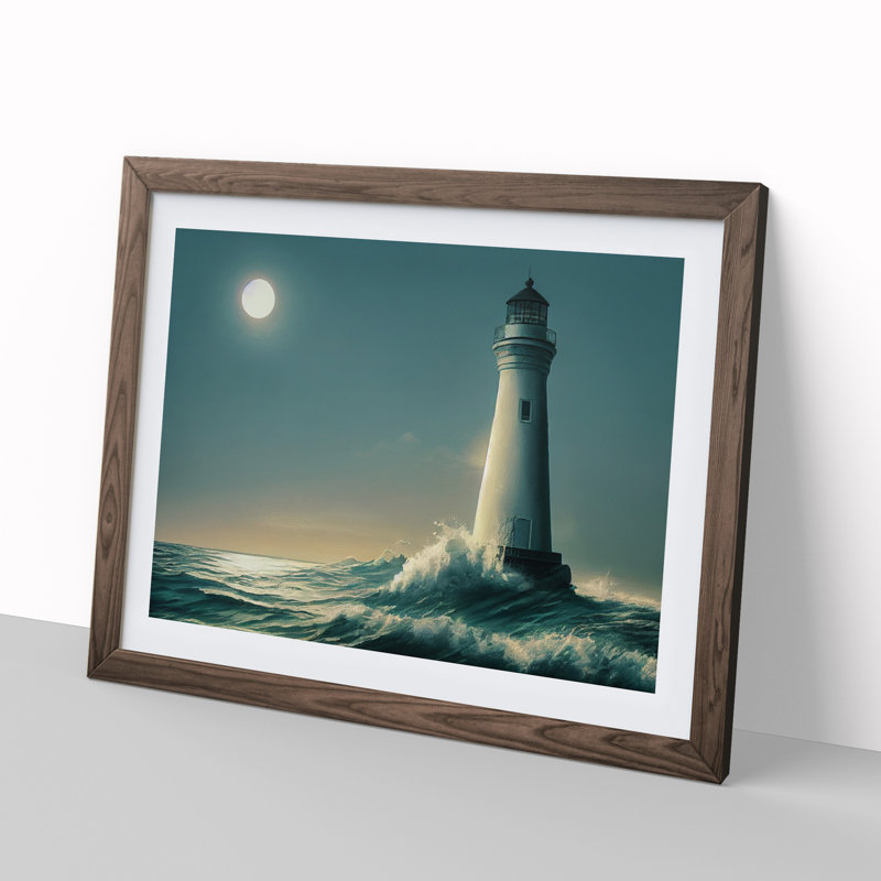 Epic Lighthouse - Framed Print, 34cm H x 46cm W x 2cm D, Walnut