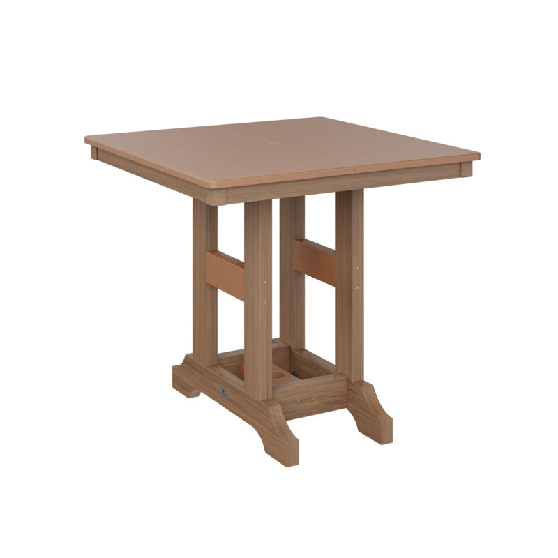 Garden Classic Outdoor Square Bar Table, Antique Mahogany, Cedar, 35.5" H x 33" W x 33" D