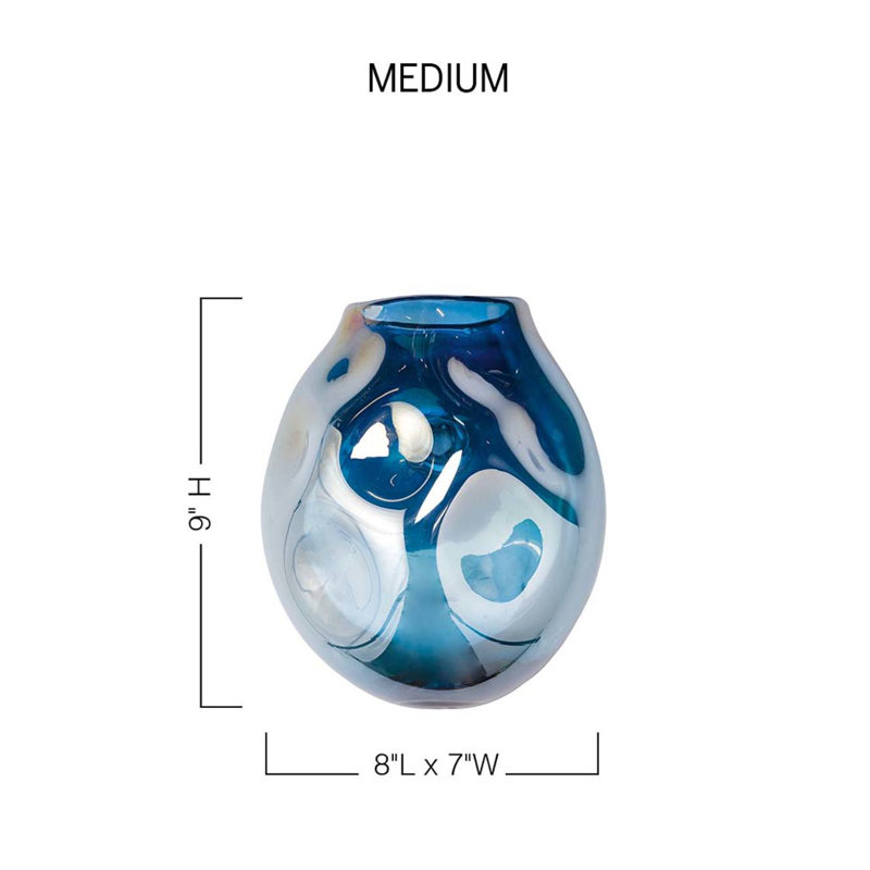 Vase mural en verre Lilia, Bleu, H 9 po x l 7 po x P 8 po