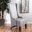 Cool High Back Dining Chair With Wings, Grey Upholstery, Strong Birch Wood Legs, 22.79"W X 28.02"D 45.61"H Modern Fabric Upholstered Tall And Base,
