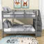 Lit superposé double en bois avec tablettes de rangement-959868611