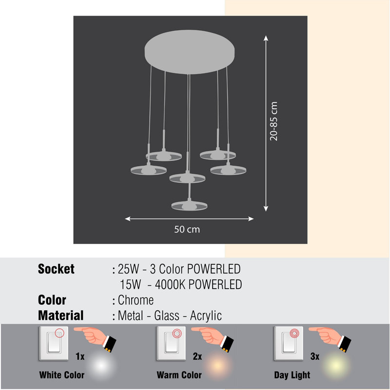 Luminaire suspendu géométrique à 6 lumières DEL