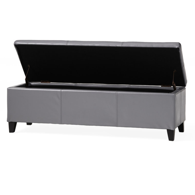 Rangement rectangulaire en similicuir pour espace de vie, banc, H 16,06 po, Gris