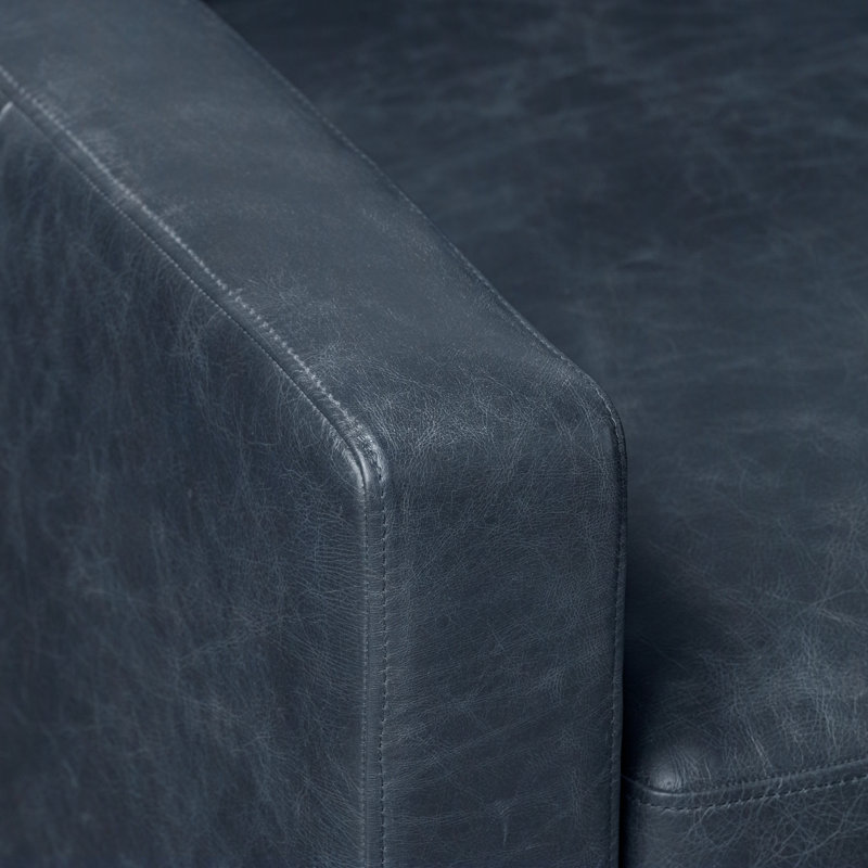 Canapé modulaire en cuir véritable Sorrento, Face à la droite, Bleu