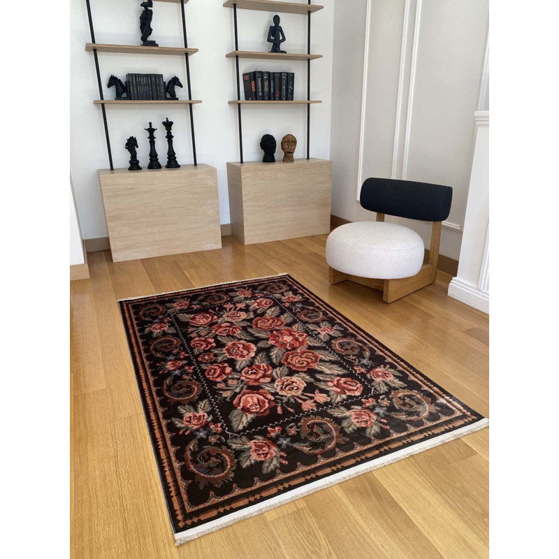 Tapis rectangulaire en coton Tilina avec envers antidérapant, Rectangle 6 pi 7 po x 9 pi 6 po
