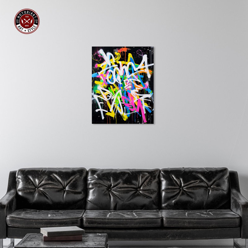 Art urbain inspiré du graffiti urbain par Notoriart, H 30 po x l 24 po, Toile tendue