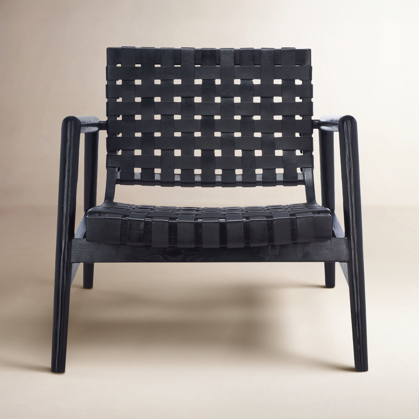 Warbler Cedar Genuine Leather Side Chair, Black