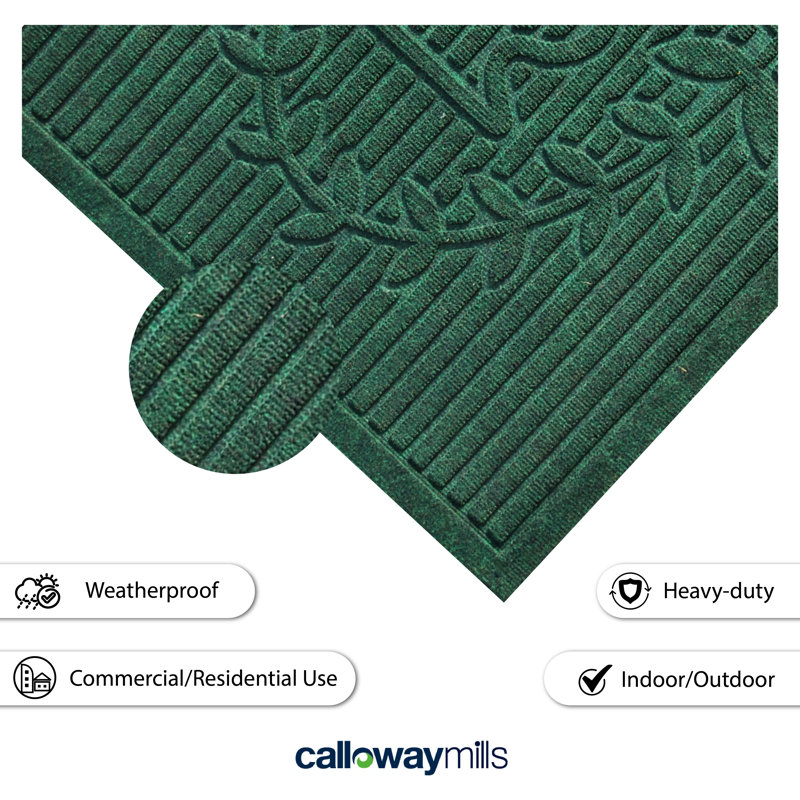 Tapis d'entrée / extérieur Barreto, Rectangle 3 pi x 5 pi, Vert