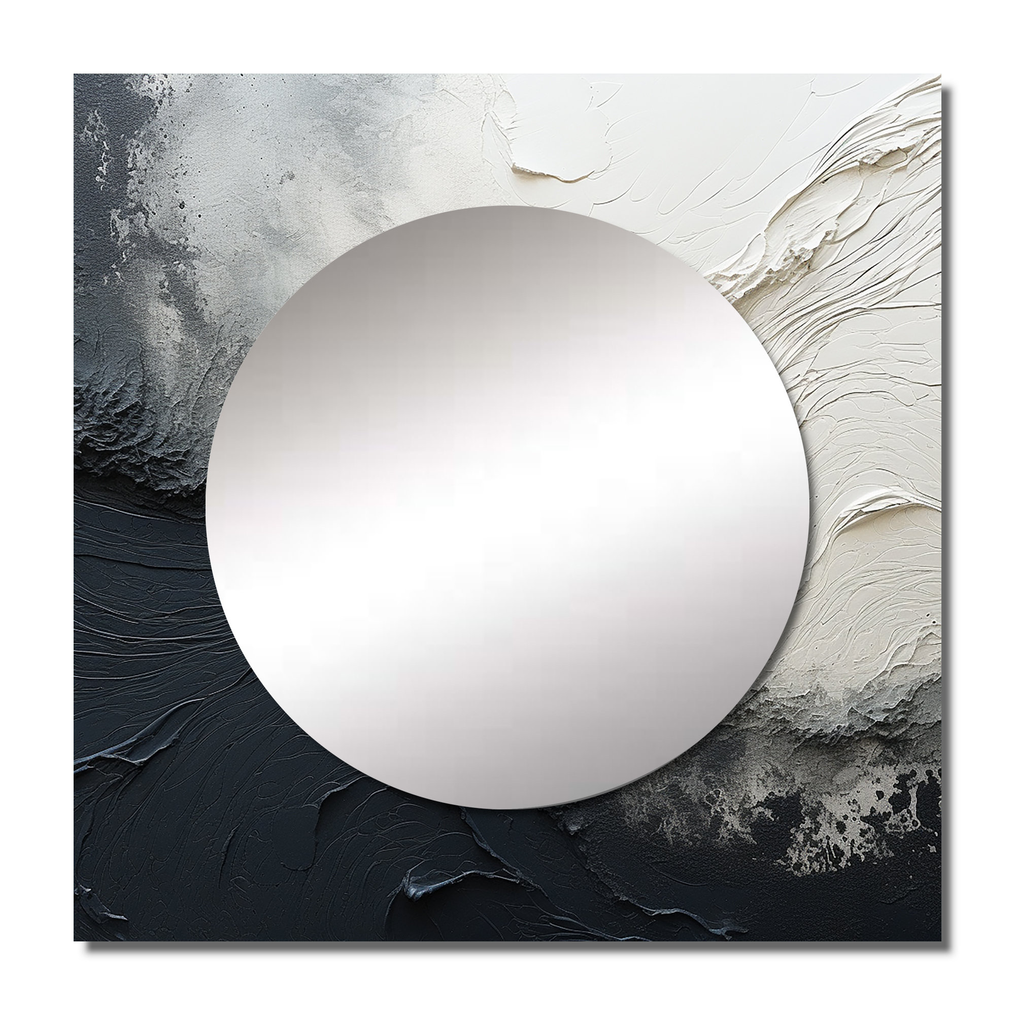 East Urban Home Evalinda Minimalism Black And White Paint Wave I