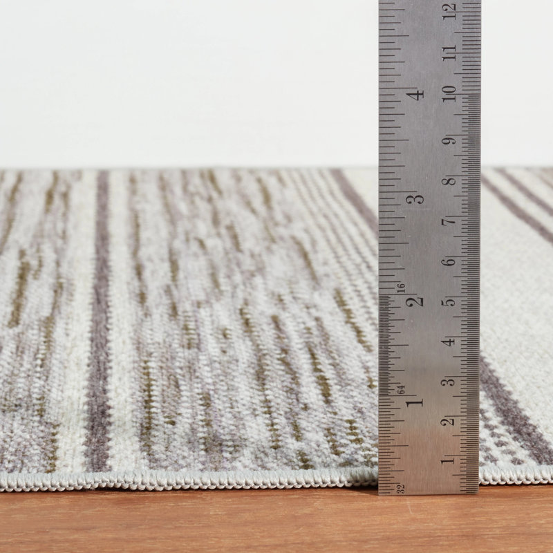 Tapis lavable à rayures Ellington, Rectangle 6 pi x 9 pi, Gris