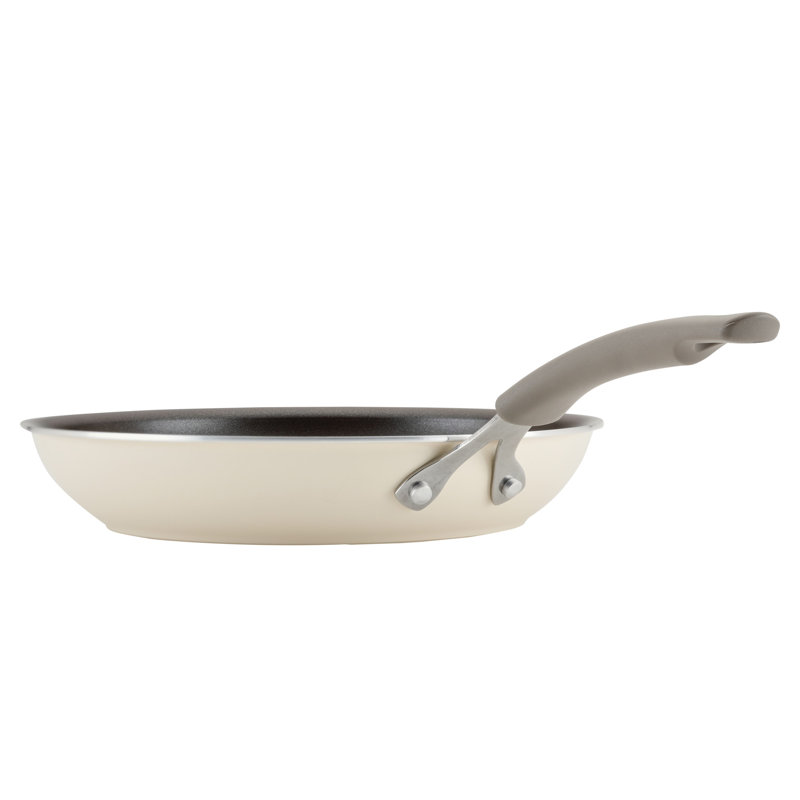 Almond Aluminum Nonstick Frying Pan Set with Lids