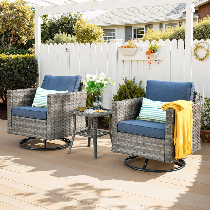 Bobia Wicker Outdoor Chair, Denim Blue
