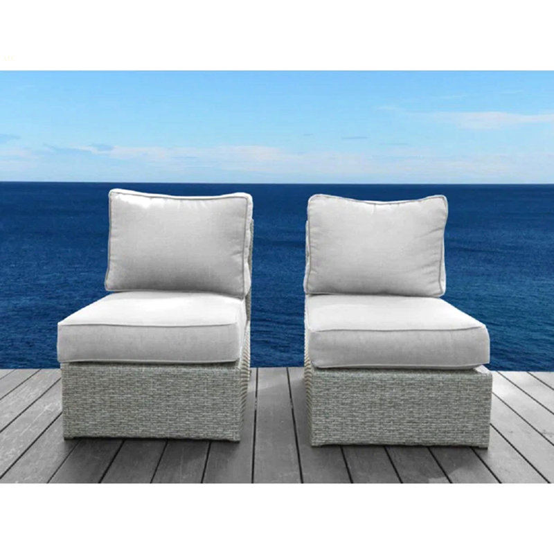 Chaise de patio entièrement assemblée avec coussins, Gris clair, Gris