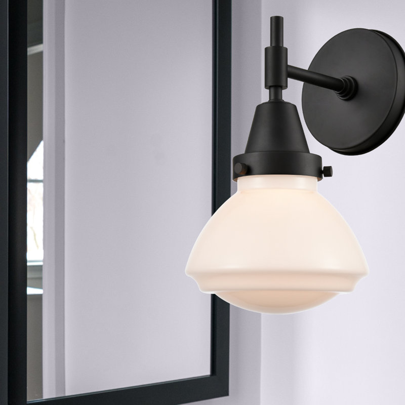 Gayle Armed Sconce, LED, Matte Black, Matte White