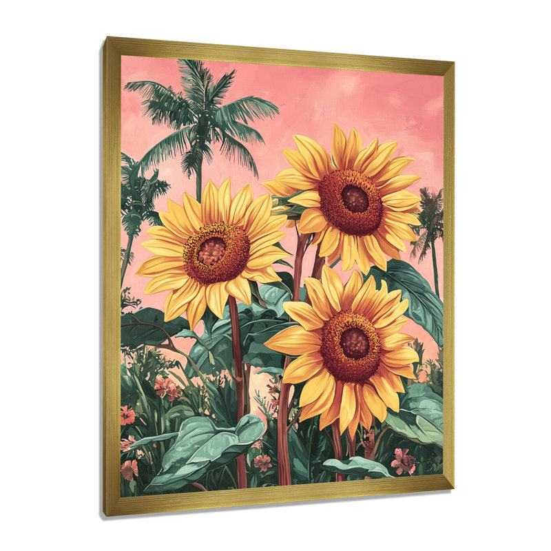 Diyon - Floral Wall Art, H 40 po x l 30 po, Reproduction encadrée d'une seule photo, Doré