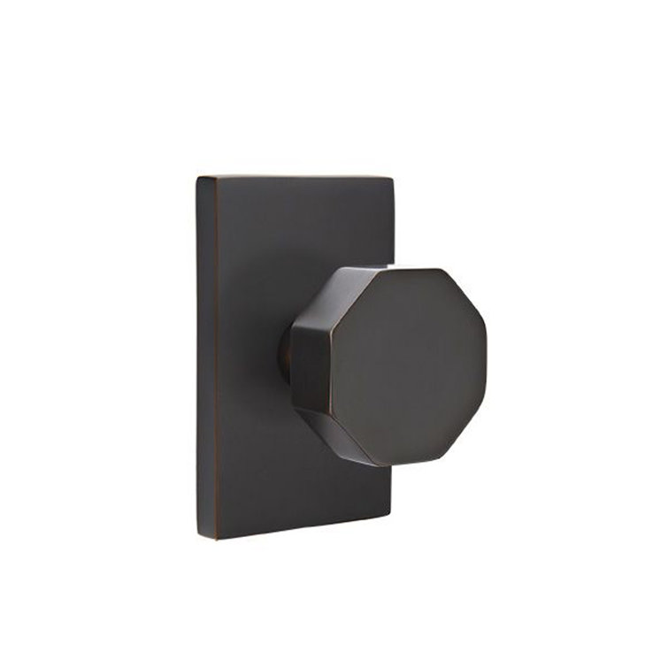 Emtek Passage Knobset w/ Modern Rectangular Rosette and Octagon Knob