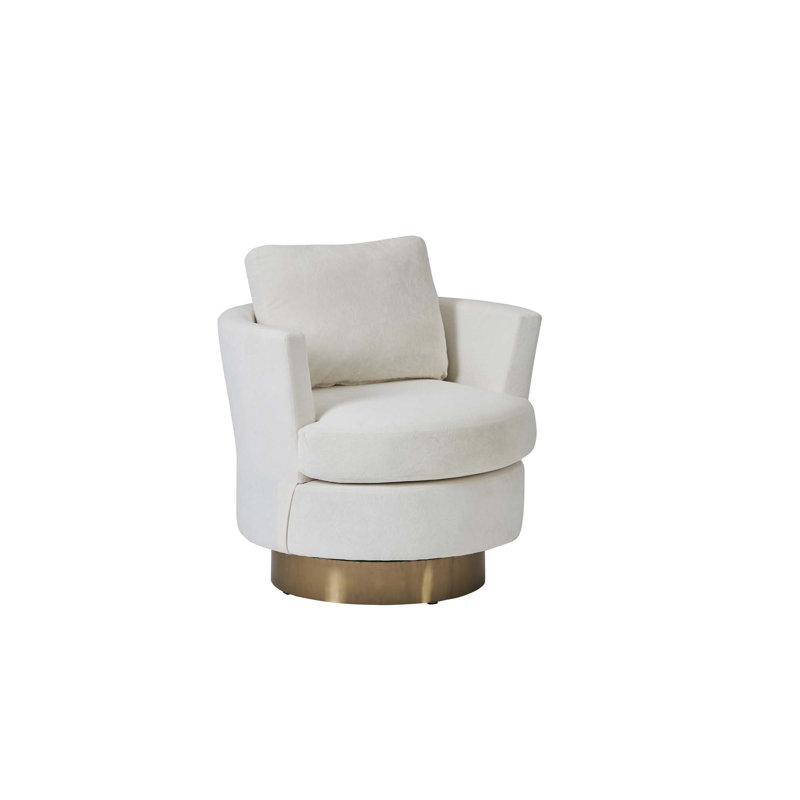 Fauteuil demi-tonneau Lindall, Velours beige