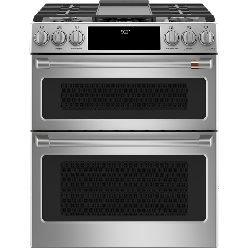 CAFÉ™ 30" Smart Slide-In, Front-Control, Dual-Fuel, Double-Oven Range with Convection, Stainless Steel