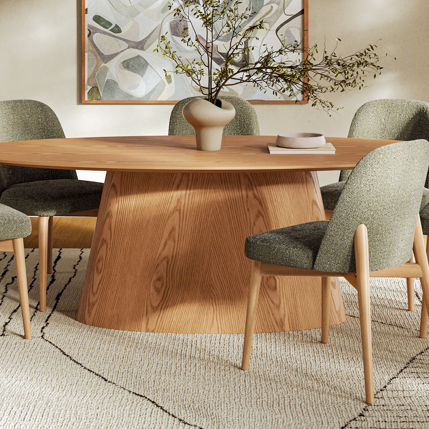 Nisrine 86" Oak Dining Table, Natural