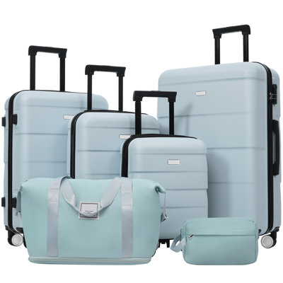 Hardshell Luggage Sets 6 Piece with 2 Bags,Carry on Suitcase with Handle Password Lock Double Spinner Wheels, Lightweight 16"+20"+24"+28" Luggages