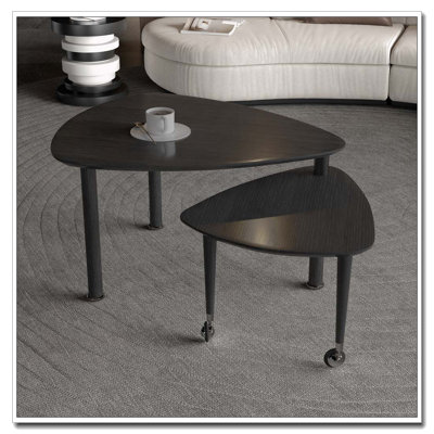Table basse rotative avec pieds en bois d'hévéa massif