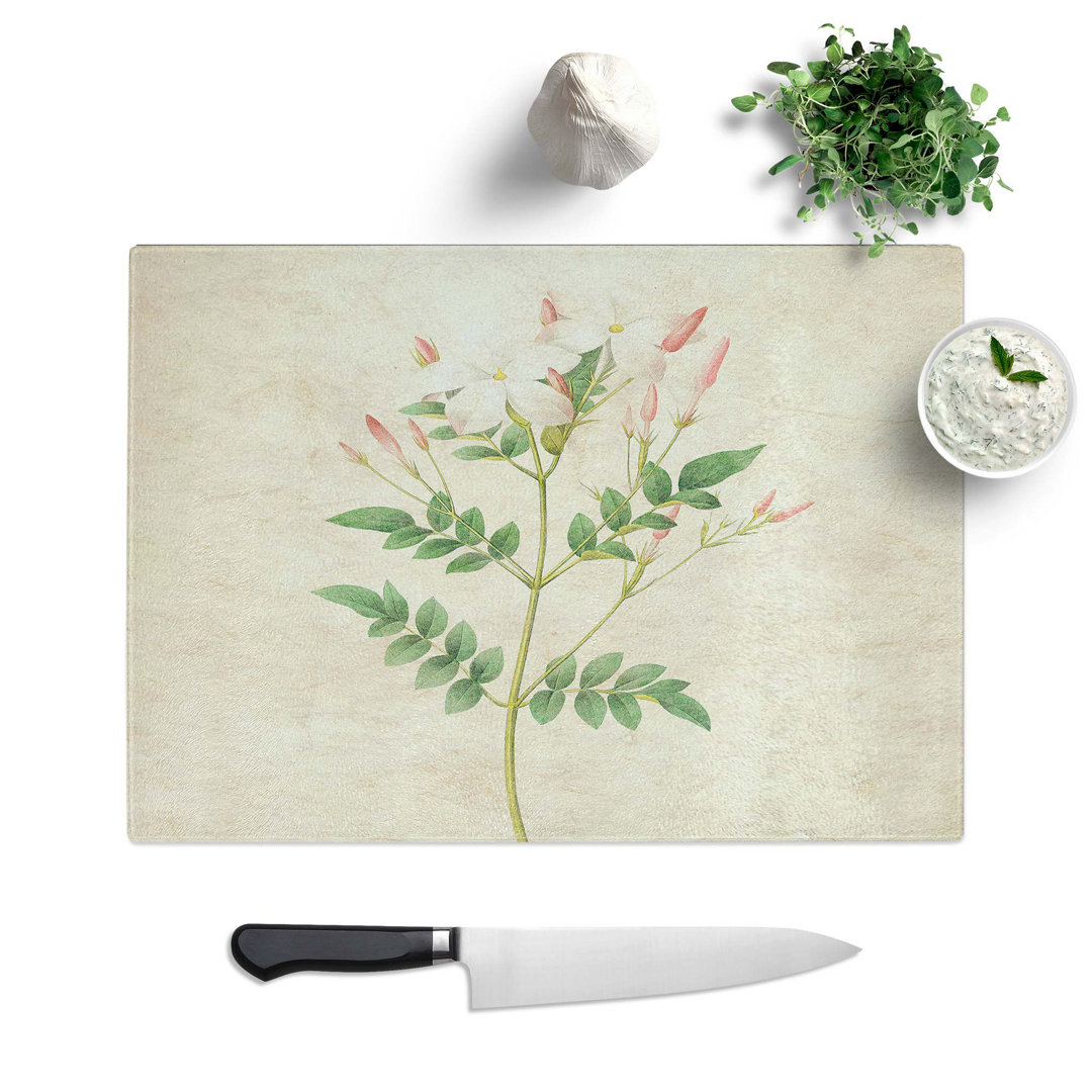 Tempered Glass Spanish Jasmine Flowers by Pierre-Joseph Redoute Chopping Board