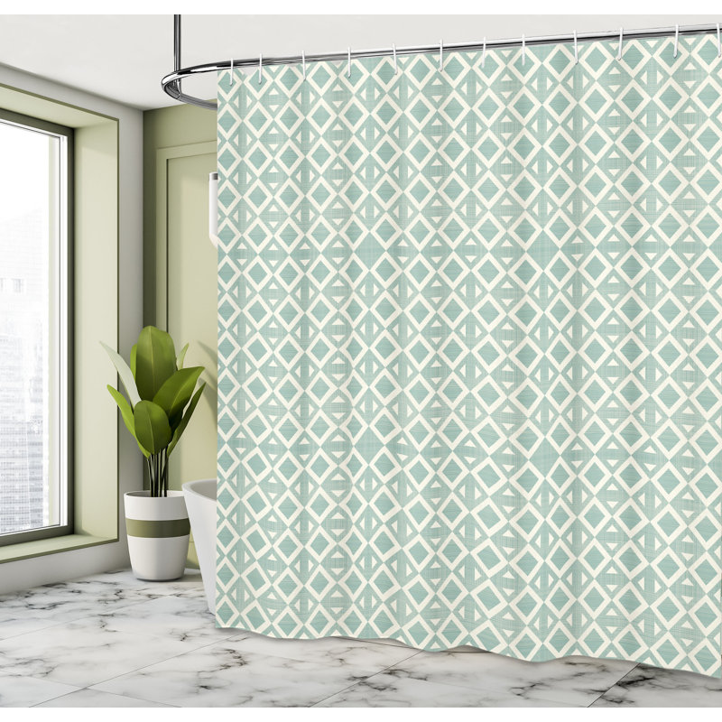 George Oliver Abstract Shower Curtain Retro Triangle Pattern, 70"H x 69"W