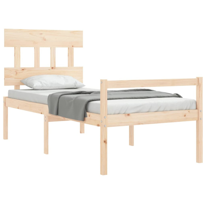 Bed Frame with Headboard, European Single (90 x 200cm), Brown