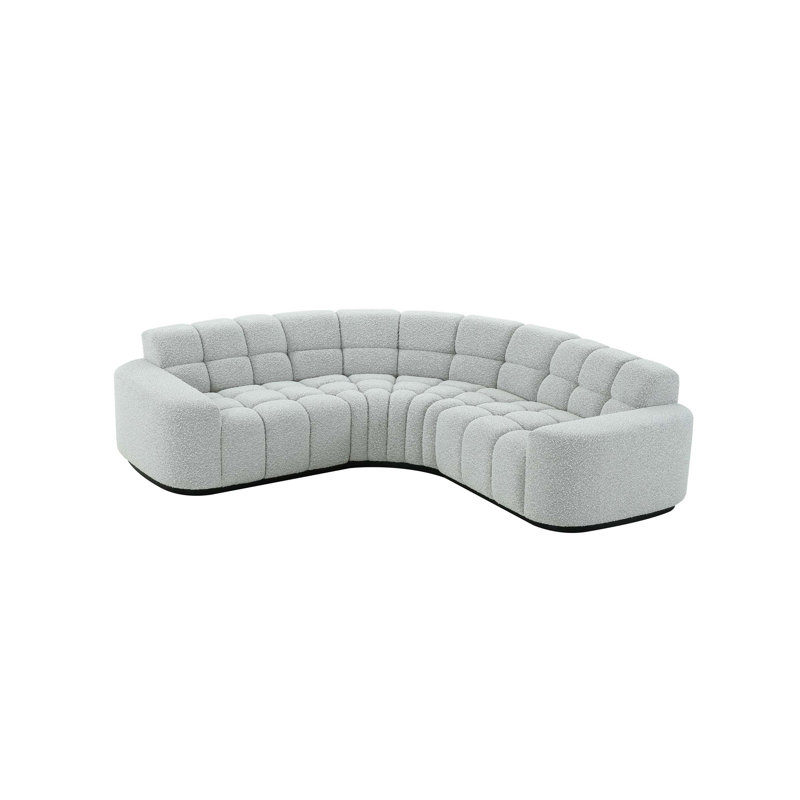 Modern Modular Sectional Sofa Set, Gray Polyester, 31" H x 89" W x 89" D