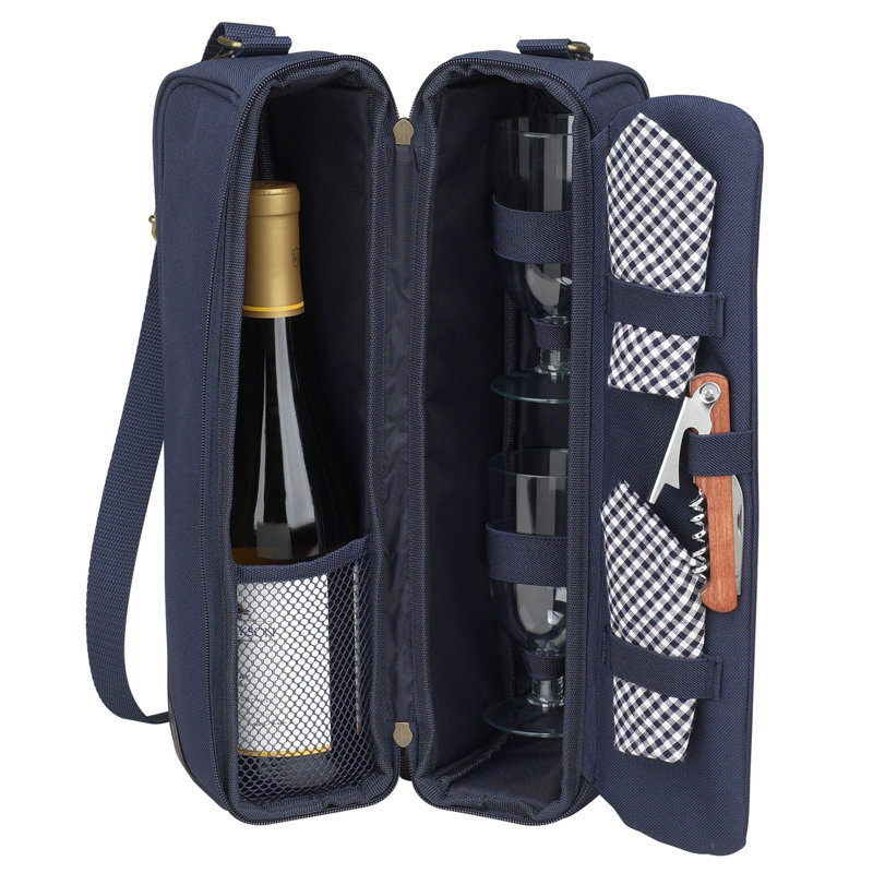 Classic Sunset Depinot Wine Carrier for Two in Navy