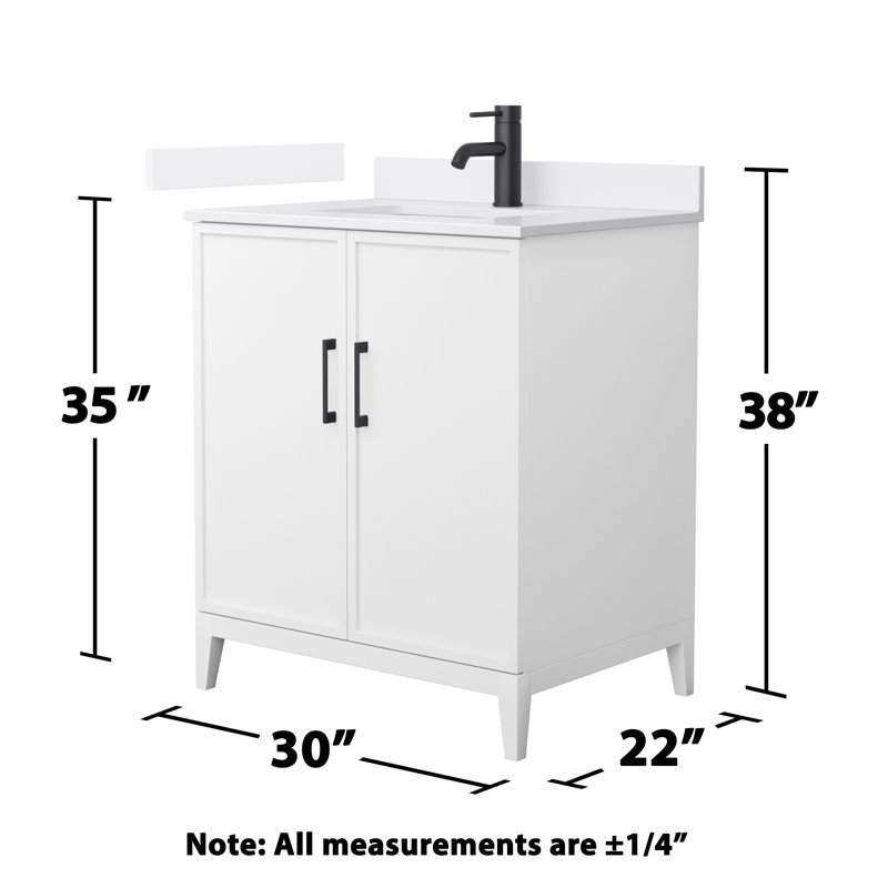 Elan 30'' W Vanity, Matte Black, White, White Cultured Marble