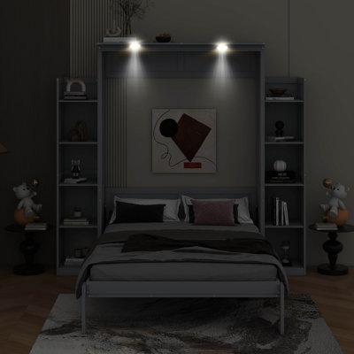Lit escamotable double avec tablettes et DEL