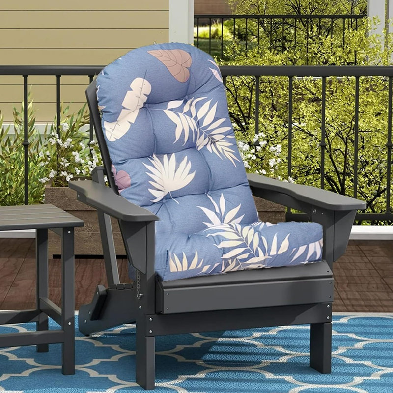 Coussin de chaise Adirondack d'extérieur, coussin de remplacement pour fauteuil oscillant et berçant à haut dossier avec sangles de fixation