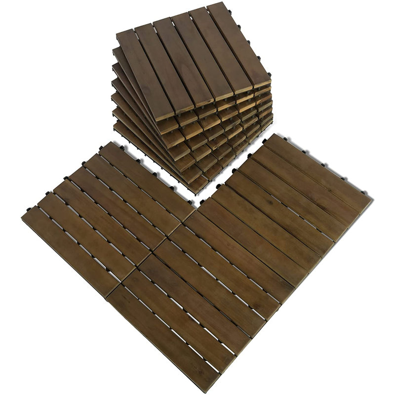 Carreau de terrasse en bois brun clair 12 "x 12"