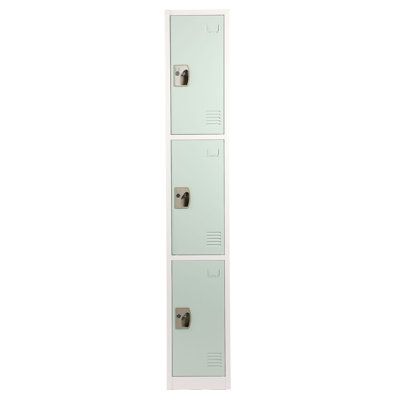Casier 3 portes 72 po x 12 po x 12 po en acier à 3 portes avec serrure à clé - Rangement pour employés, étudiants, salle de sport, lieu de travail - Comprend des crochets, une ventilation et un porte-carte - Assemblage facile