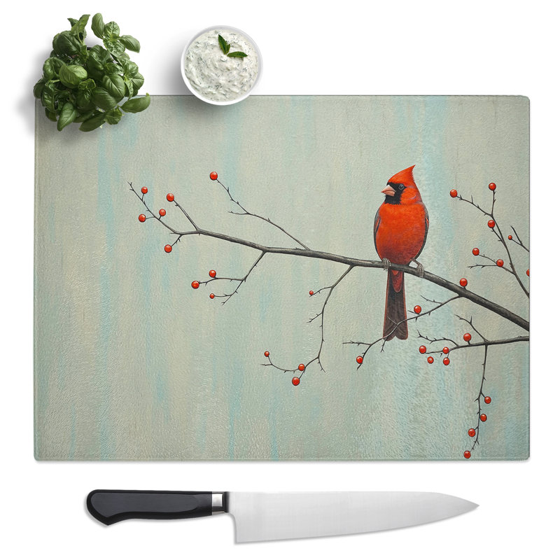 Cardinal Bird Minimalism  Glass Chopping Board